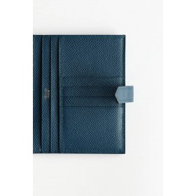 Hermes Bearn Compact Handmade Wallet in Deep Blue Epsom Calfskin