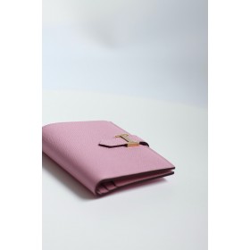 Hermes Bearn Compact Handmade Wallet in Mauve Sylvestre Epsom Calfskin