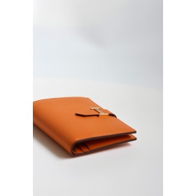 Hermes Bearn Compact Handmade Wallet in Orange Epsom Calfskin
