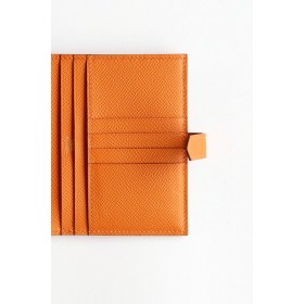 Hermes Bearn Compact Handmade Wallet in Orange Epsom Calfskin