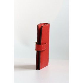 Hermes Bearn Compact Handmade Wallet in Red Epsom Calfskin
