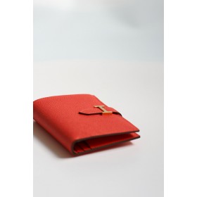 Hermes Bearn Compact Handmade Wallet in Red Epsom Calfskin