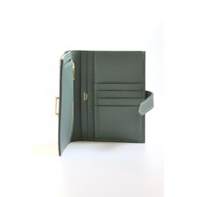 Hermes Bearn Compact Handmade Wallet in Vert Amande Chevre Mysore Goatskin