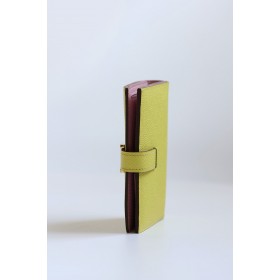 Hermes Bearn Compact Verso Handmade Wallet in Lime Epsom Calfskin
