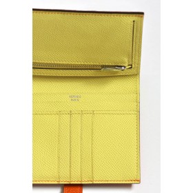Hermes Bearn Compact Verso Handmade Wallet in Orange Epsom Calfskin