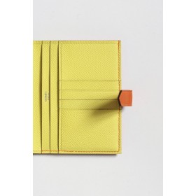 Hermes Bearn Compact Verso Handmade Wallet in Orange Epsom Calfskin