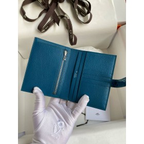 Hermes Bearn Compact Wallet in Blue Izmir Shiny Alligator Leather