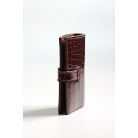 Hermes Bearn Compact Wallet in Bordeaux Shiny Alligator Leather