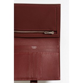 Hermes Bearn Compact Wallet in Bordeaux Shiny Alligator Leather