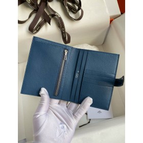 Hermes Bearn Compact Wallet in Cobalt Shiny Alligator Leather
