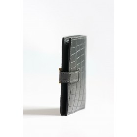 Hermes Bearn Compact Wallet in Graphite Matte Alligator Leather