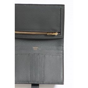 Hermes Bearn Compact Wallet in Graphite Matte Alligator Leather
