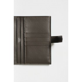 Hermes Bearn Compact Wallet in Graphite Shiny Alligator Leather