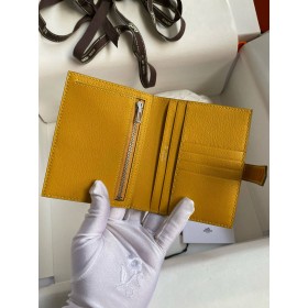 Hermes Bearn Compact Wallet in Jaune Ambre Shiny Alligator Leather