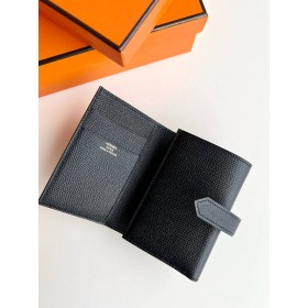 Hermes Bearn Tri-fold Handmade Wallet in Black Epsom Leather