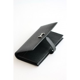 Hermes Bearn Long Handmade Wallet in Black Epsom Calfskin