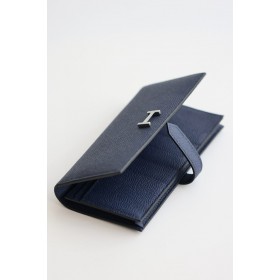Hermes Bearn Long Handmade Wallet in Blue Saphir Epsom Calfskin