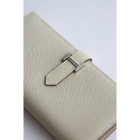 Hermes Bearn Long Handmade Wallet in Craie Epsom Calfskin