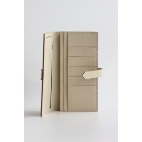 Hermes Bearn Long Handmade Wallet in Craie Epsom Calfskin