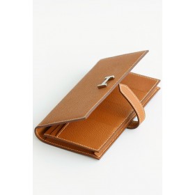 Hermes Bearn Long Handmade Wallet in Gold Epsom Calfskin