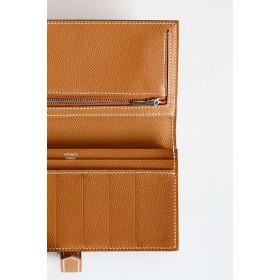Hermes Bearn Long Handmade Wallet in Gold Epsom Calfskin