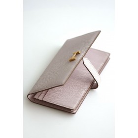 Hermes Bearn Long Handmade Wallet in Mauve Pale Epsom Calfskin