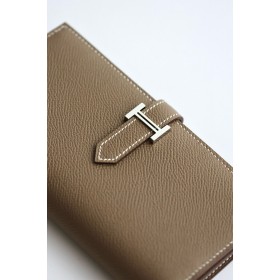 Hermes Bearn Long Handmade Wallet in Taupe Epsom Calfskin
