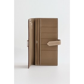 Hermes Bearn Long Handmade Wallet in Taupe Epsom Calfskin
