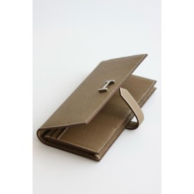 Hermes Bearn Long Handmade Wallet in Taupe Epsom Calfskin