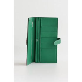 Hermes Bearn Long Handmade Wallet in Vert Vertigo Epsom Calfskin