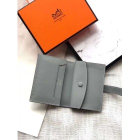 Hermes Bearn Mini Wallet In Blue Lin Epsom Leather