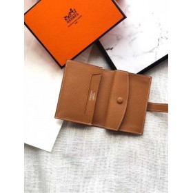 Hermes Bearn Mini Wallet In Gold Epsom Leather