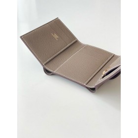 Hermes Bearn Tri-fold Handmade Wallet in Taupe Epsom Leather