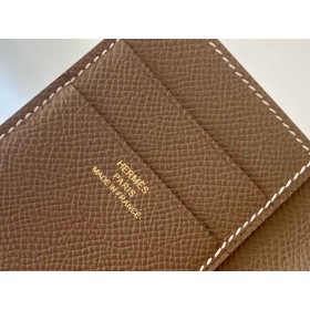 Hermes Bearn Tri-fold Handmade Wallet in Taupe Epsom Leather