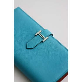Hermes Bearn Verso Long Wallet in Blue du Nord Epsom Calfskin
