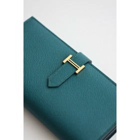 Hermes Bearn Verso Long Wallet in Vert Bosphore Epsom Calfskin