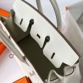 Hermes Birkin 25 Handmade Bag In Mushroom Clemence Leather