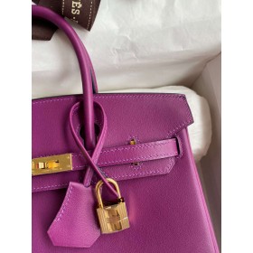 Hermes Birkin 25 Retourne Handmade Bag In Anemone Swift Calfskin