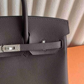 Hermes Birkin 25 Retourne Handmade Bag in Chocolat Clemence Leather