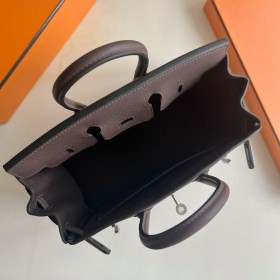 Hermes Birkin 25 Retourne Handmade Bag in Chocolat Clemence Leather