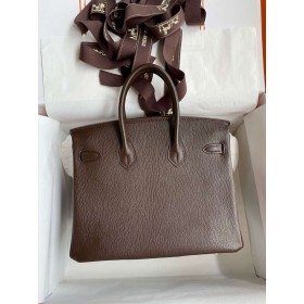 Hermes Birkin 25 Retourne Handmade Bag in Ebene Chevre Mysore Goatskin