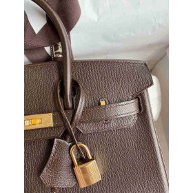 Hermes Birkin 25 Retourne Handmade Bag in Ebene Chevre Mysore Goatskin
