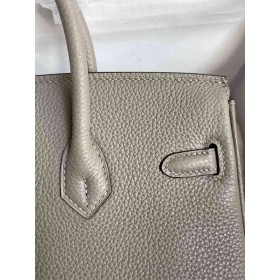 Hermes Birkin 25 Retourne Handmade Bag in Gris Asphalt Clemence Leather