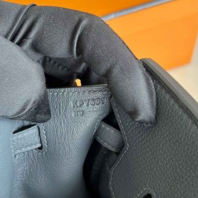 Hermes Birkin 25 Retourne Handmade Bag in Gris Misty Clemence Leather
