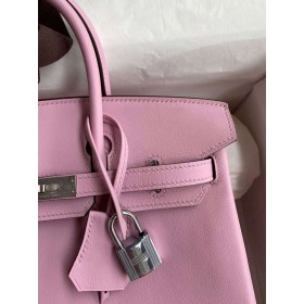 Hermes Birkin 25 Retourne Handmade Bag In Mauve Sylvestre Swift Calfskin