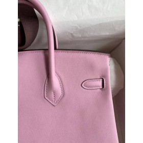 Hermes Birkin 25 Retourne Handmade Bag In Mauve Sylvestre Swift Calfskin