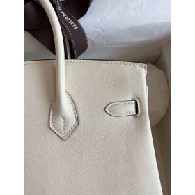 Hermes Birkin 25 Retourne Handmade Bag In Nata Swift Calfskin