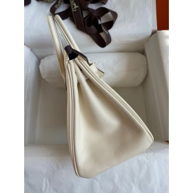 Hermes Birkin 25 Retourne Handmade Bag In Nata Swift Calfskin