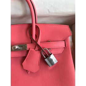 Hermes Birkin 25 Retourne Handmade Bag In Rose Lipstick Swift Calfskin
