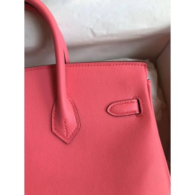 Hermes Birkin 25 Retourne Handmade Bag In Rose Lipstick Swift Calfskin